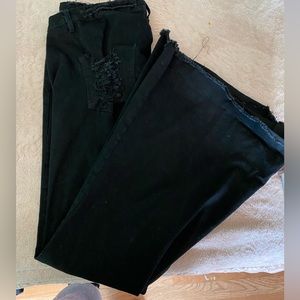 Plus size ripped super flares